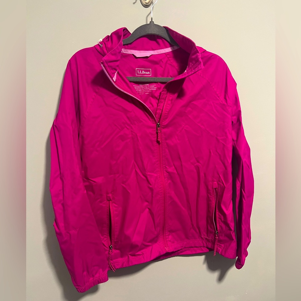 L.L Bean- women’s hooded nylon windbreaker/rain jacket. Size M